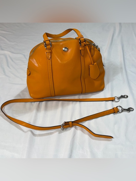 Coach Handbags - Coach Peyton Cora Domed Satchel Orange Saffiano Leather Crossbody Bag F25671